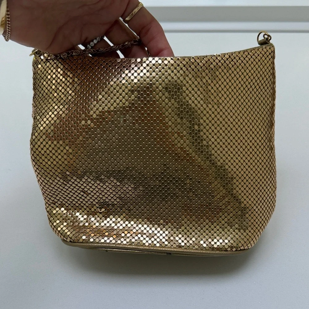 Vintage Gold Mesh Metallic Chain Shoulder Evening Bag